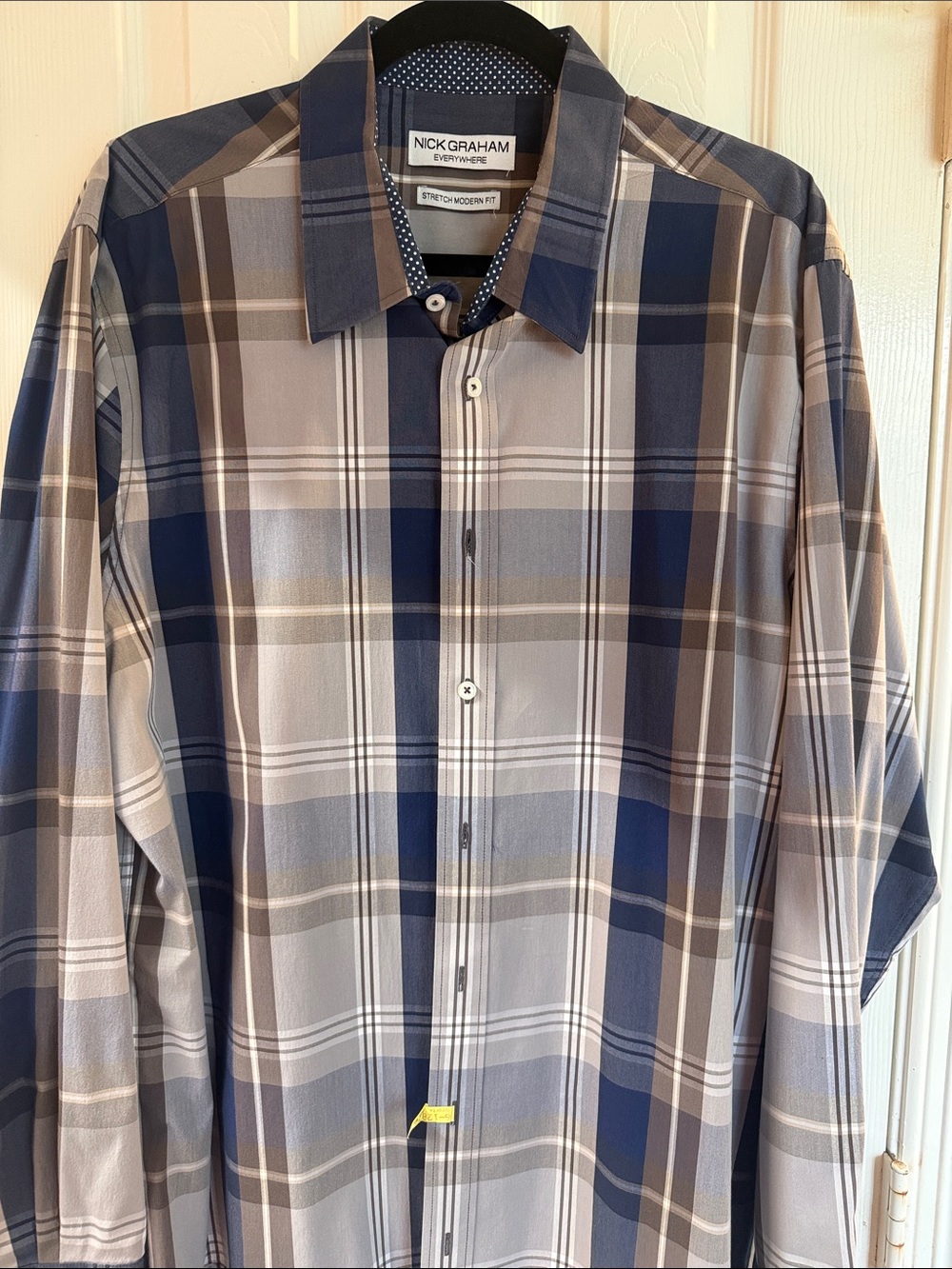 Nick Graham Men's Blue and Gray Plaid Dress Shirt